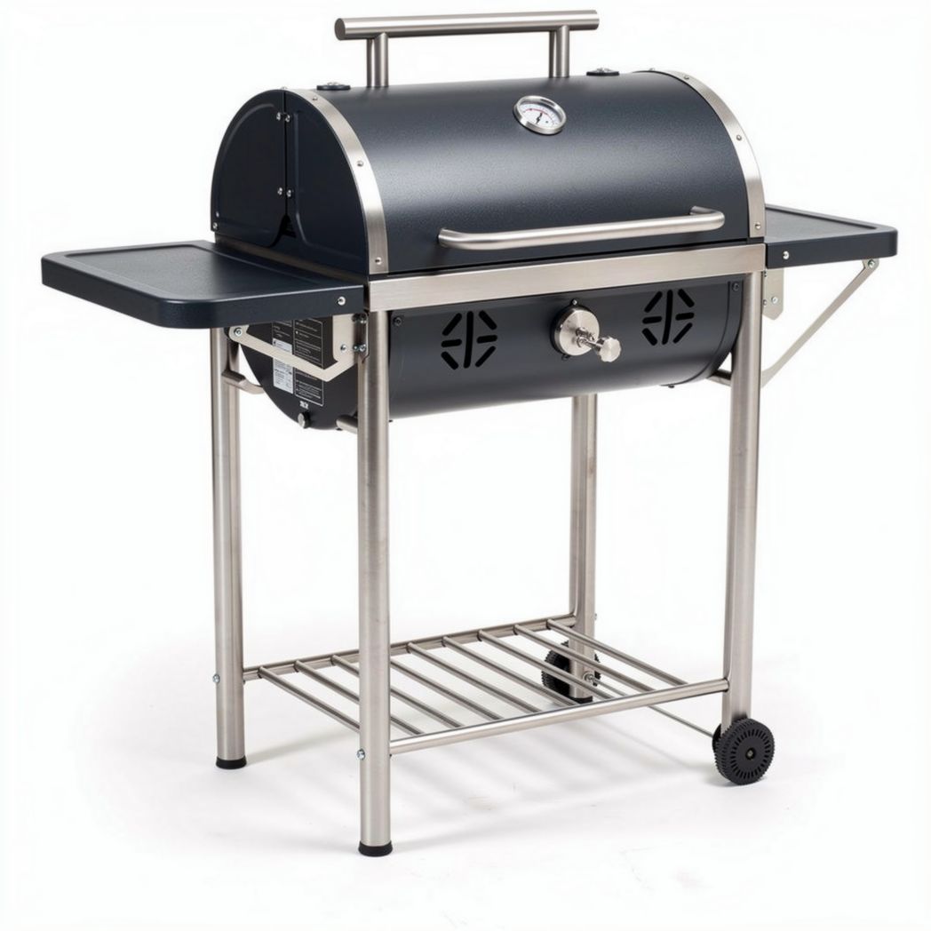 Grill na węgiel 70 x 40 x 50cm ze stali nierdzewnej i regulacją temperatury