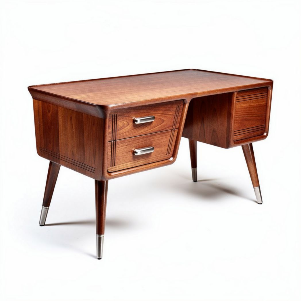 Biurko drewniane w stylu retro z dwoma szufladami 150 x 75 x 75cm